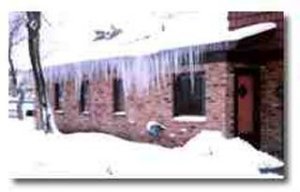 A house suffering from an ice dam